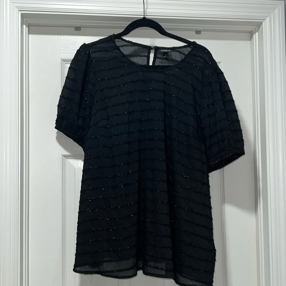 NWT Torrid Abbey Black Chiffon Stripe - Picture 1 of 3